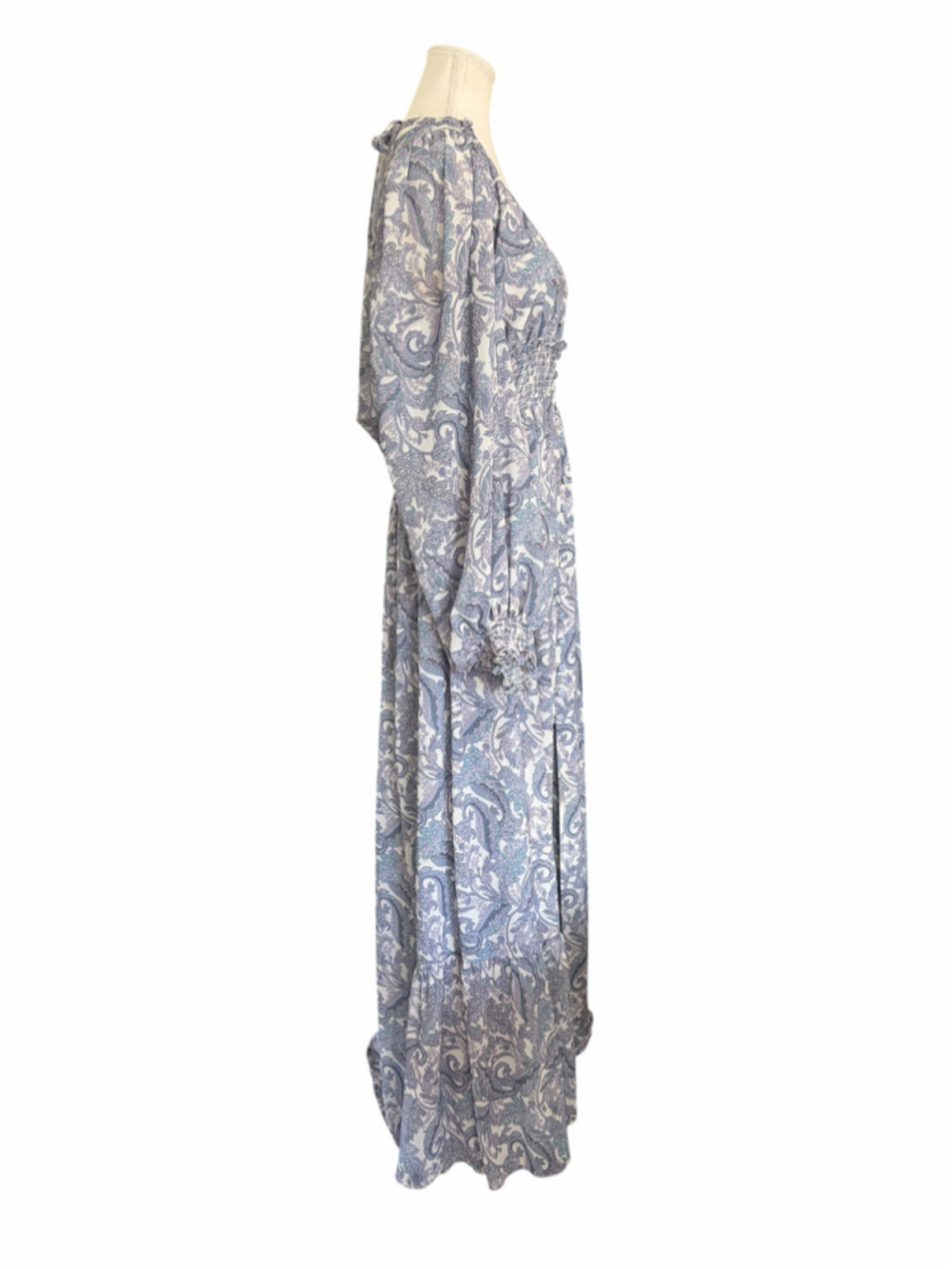 For Love & Lemons Janelle Blue Paisley Smocked Waist Maxi Dress Size XL NWOT - Picture 3 of 6